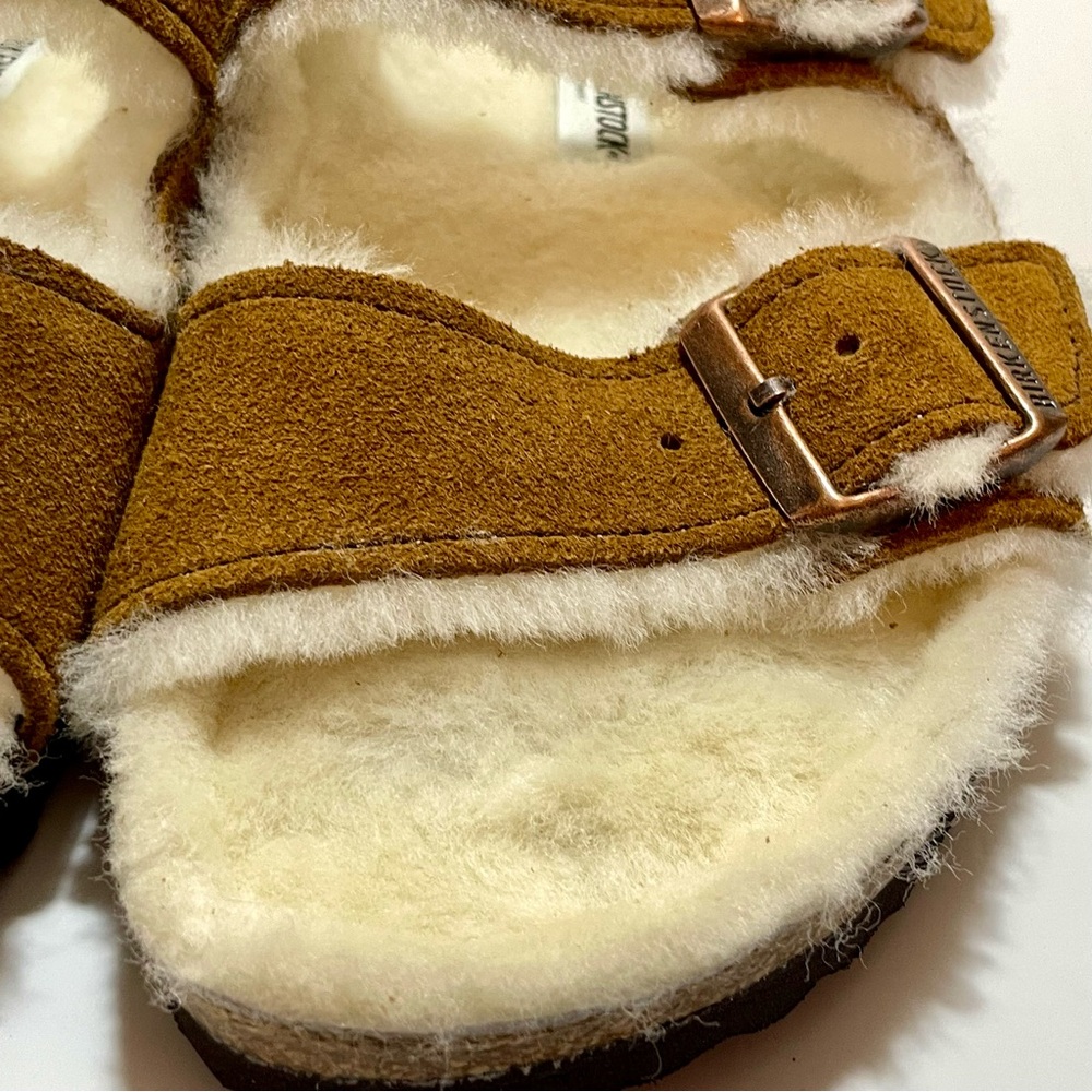 Birkenstock Arizona Shearling Tan Suede 10 Women's US NWOT - Picture 7 of 14